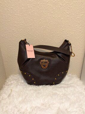 Juicy Couture "In Her Juicy Era" Hobo Satchel Brown Shoulder Bag Studded NWT